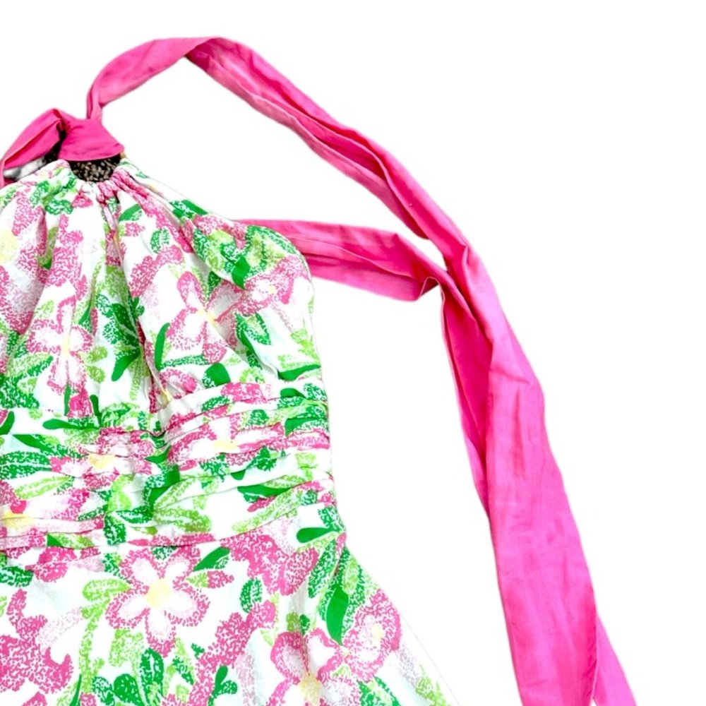 Lilly Pulitzer Laurel Floral Tie Neck Halter Dress Size 4 - Picture 2 of 4